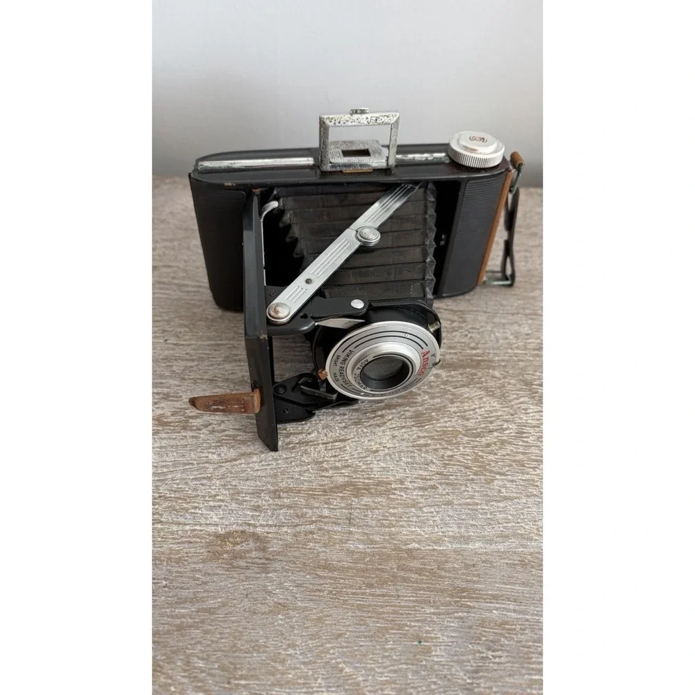 Vintage Ansco Viking Readyset Camera 1950s w/Original Brown Leather Bag UNTESTED